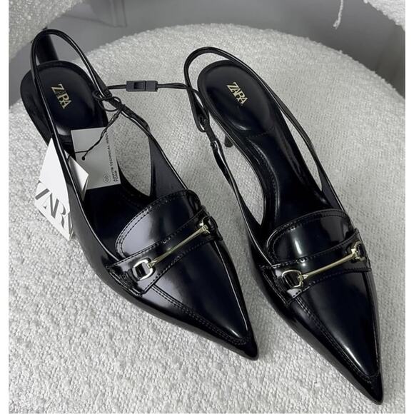 RARE!!! ZARA Embellished Slingback Shoes NWT - Picture 1 of 17